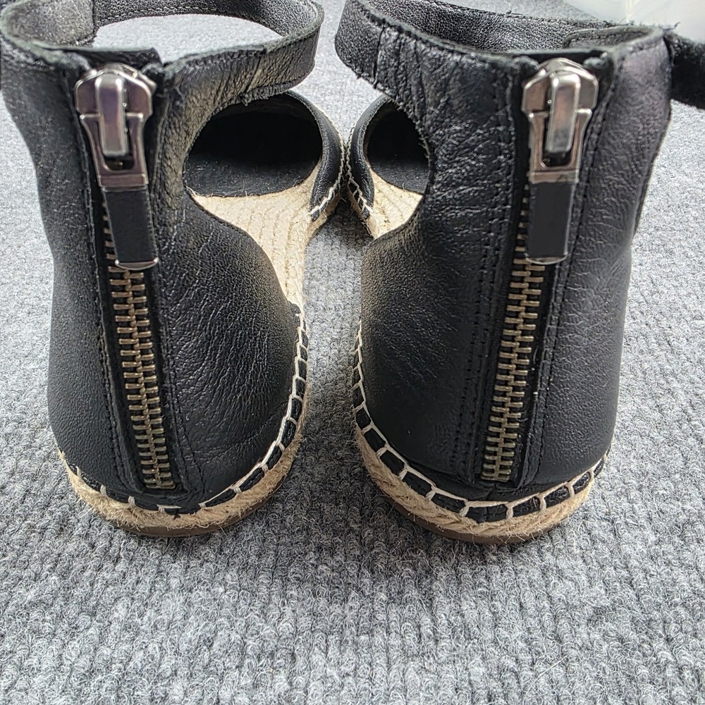 Eileen Fisher Lala Espadrille Black Gladiator Flat Sandals 11 Leather Shoes EUC‎ - Picture 6 of 8